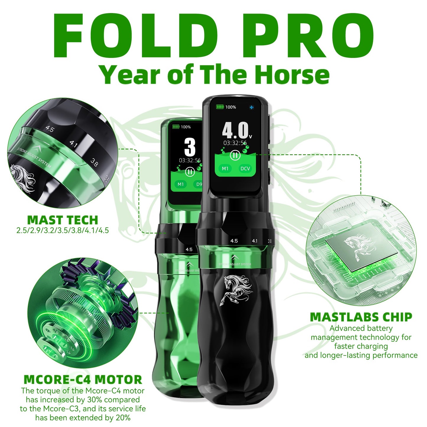 Mast Fold Pro "Year of the Horse" Edition - Wireless Tattoo Maschine