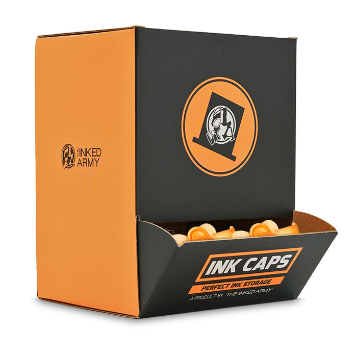 The Inked Army Ink Caps Orange 17 mm – Tattoo Farbkappen (400 Stk.)